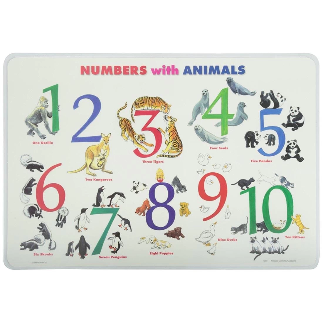 Painless Learning Placemat: Numbers With Animals 3 Painless Learning Placemat: Numbers With Animals