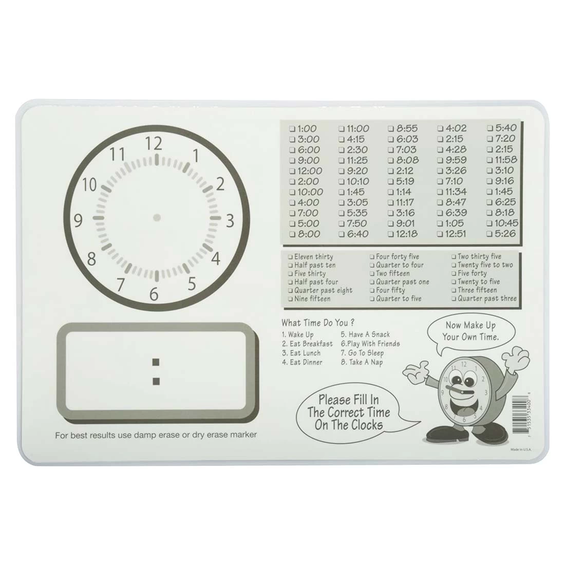 Painless Learning Placemat: Time To Tell Time 4 Painless Learning Placemat: Time To Tell Time - Image 2