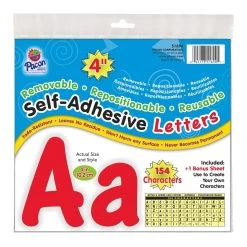 Pacon Reusable Self-Adhesive Vinyl Letters & Numbers Cheery Font 4" Red