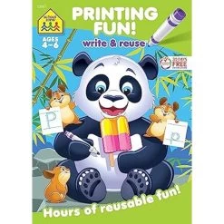 School Zone Printing Fun! Write And Reuse Workbook