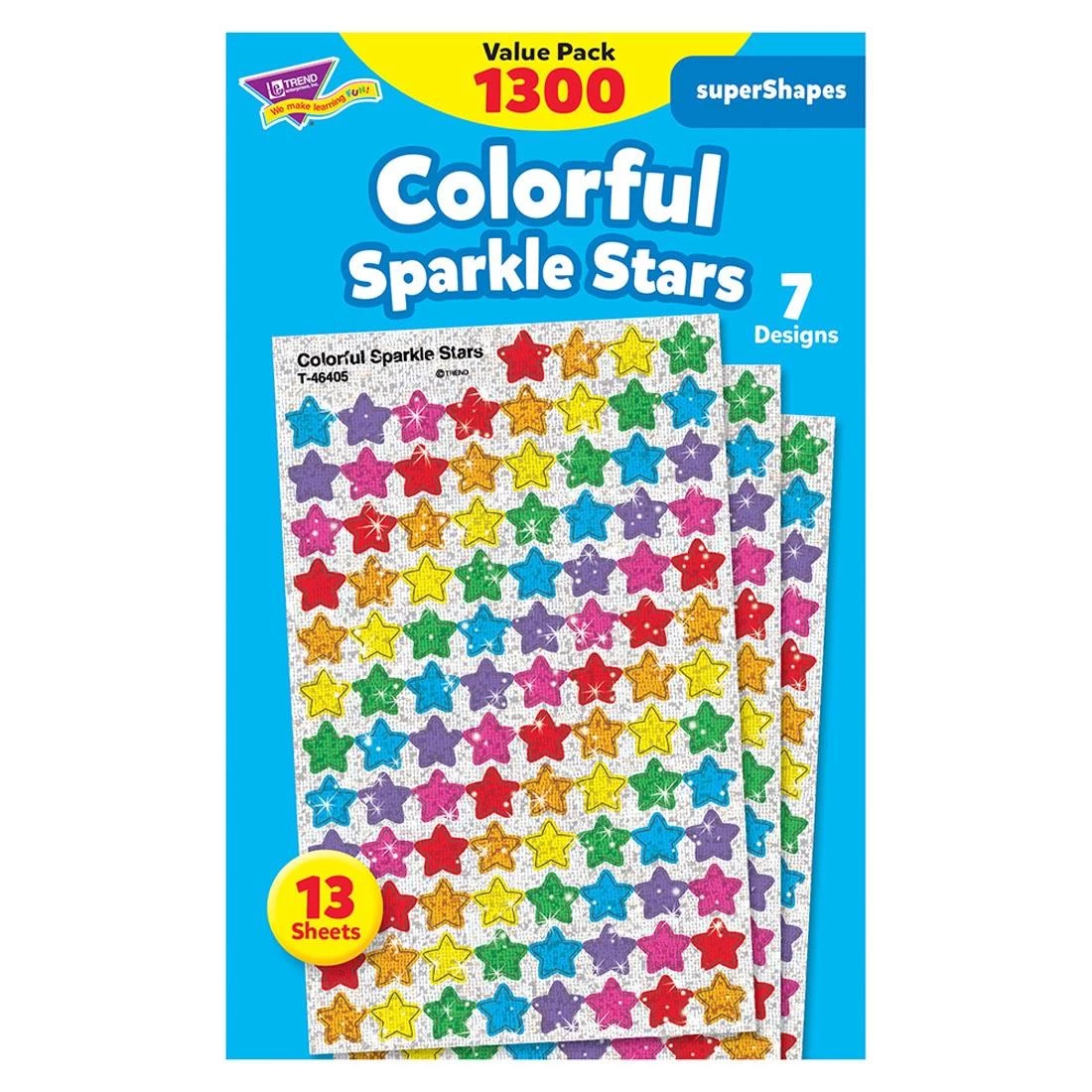 TREND Colorful Sparkle Stars SuperShapes Value Pack Stickers 3 TREND Colorful Sparkle Stars SuperShapes Value Pack Stickers