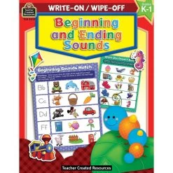 Beginning And Ending Sounds Write-On Wipe-Off Book By Teacher Created Resources