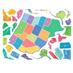 Wallies US State Map Vinyl Decals -Children Book Store WALL 13531 media 3